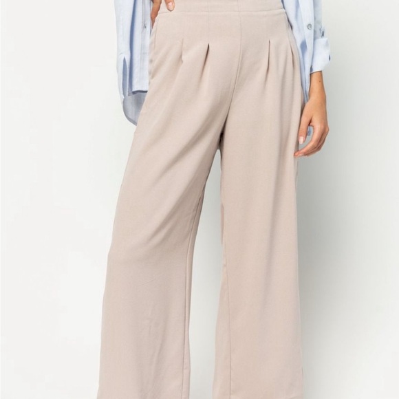 Hayden elastic waist wide leg pant in stone NWT - Picture 2 of 4